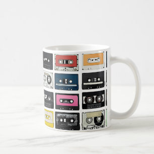 Retro vintage Cassette Mix Tapes art pattern Coffee Mug