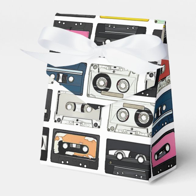 Retro vintage Cassette Mix Tapes art pattern Favor Boxes (Front Side)