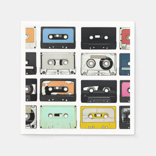 Retro vintage Cassette Mix Tapes art pattern Paper Napkins