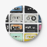 Retro Vintage Cassette Mix Tapes Art Pattern Paper Plates at Zazzle