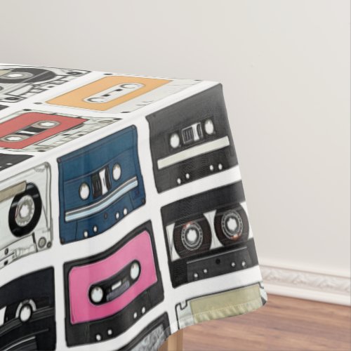 Retro vintage Cassette Mix Tapes art pattern Tablecloth