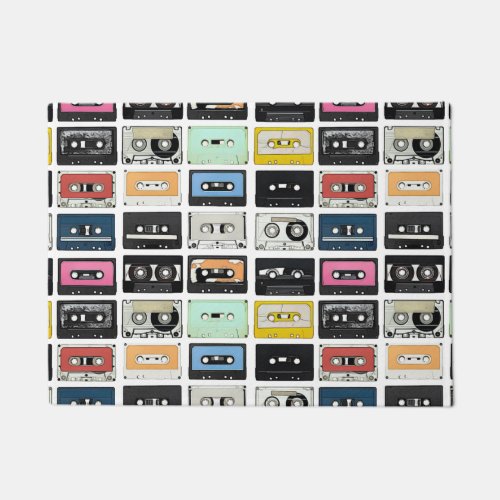 Retro vintage Cassettes mix tapes pattern Doormat
