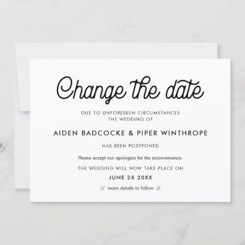 Retro vintage Change the date wedding update card