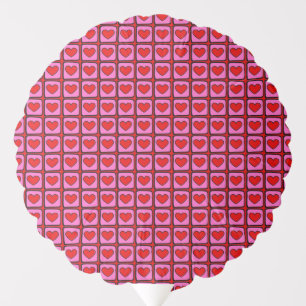 Retro Vintage Checkered Heart Y2K Pattern Balloon