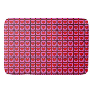 Retro Vintage Checkered Heart Y2K Pattern Bath Mat