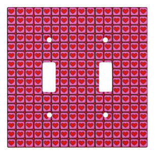 Retro Vintage Checkered Heart Y2K Pattern Light Switch Cover
