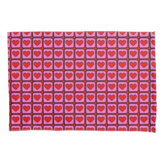 Retro Vintage Checkered Heart Y2K Pattern  Pillow Case (Front)