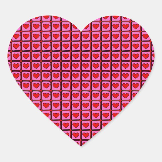 Retro Vintage Checkered Heart Y2K Pattern  Sticker (Front)