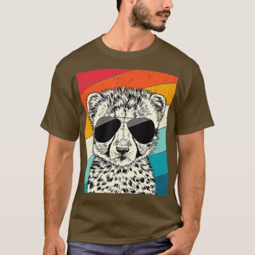 Retro Vintage Cheetah with Sunglasses Wild Life Lo T_Shirt