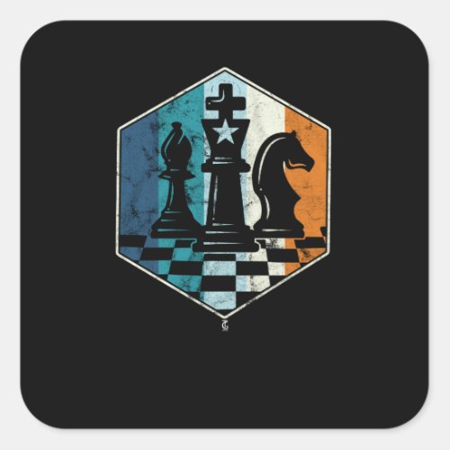 Retro Vintage Chess Piece Chess Master Club Square Sticker