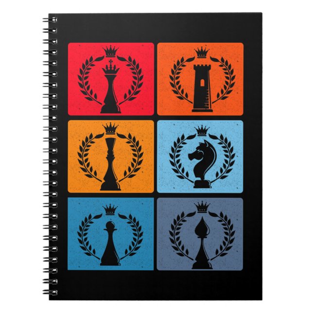 Retro Vintage Chess Pieces Board game Lover Notebook (Front)