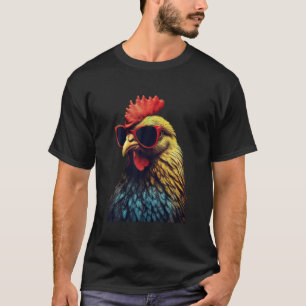 Retro Vintage Chicken Cool Rooster Wearing Sunglas T-Shirt