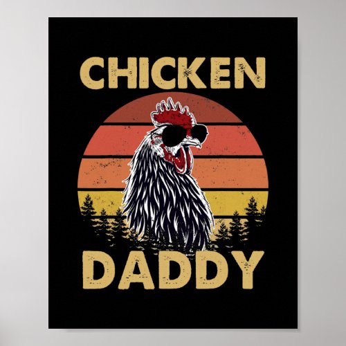 Retro Vintage Chicken Daddy Chicken Dad Fathers Poster