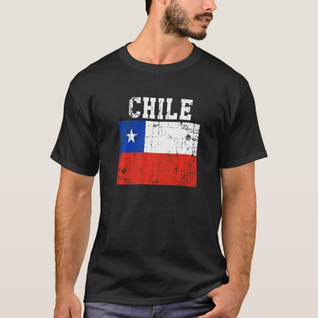 Retro Vintage Chile Flag Chilean Roots   T-Shirt (Front)