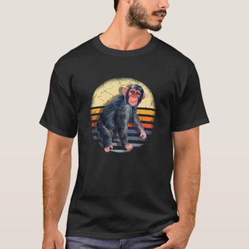 Retro Vintage Chimpanzee Monkey Wild Forest Animal T_Shirt