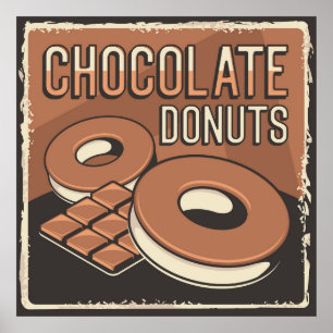retro vintage chocolate donuts poster