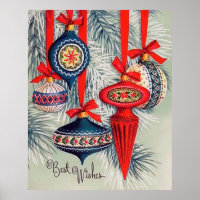 Retro vintage Christma bulbs Holiday poster
