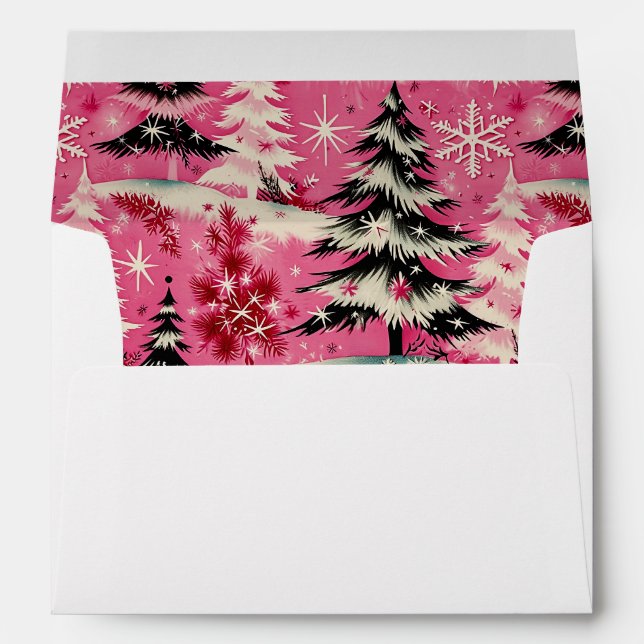 Retro Vintage Christmas: 1950's Pink Xmas Envelope (Back (Bottom))
