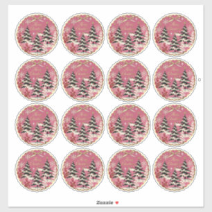 Retro Vintage Christmas: 1950's Pink Xmas Sticker