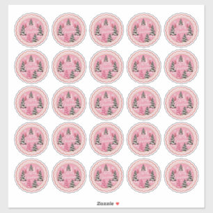Retro Vintage Christmas: 1950's Pink Xmas Sticker
