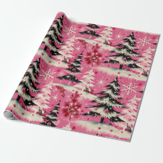Retro Vintage Christmas: 1950's Pink Xmas Wrapping Paper