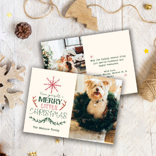 Retro Vintage Christmas 2 Photo Family Pet Holiday Card