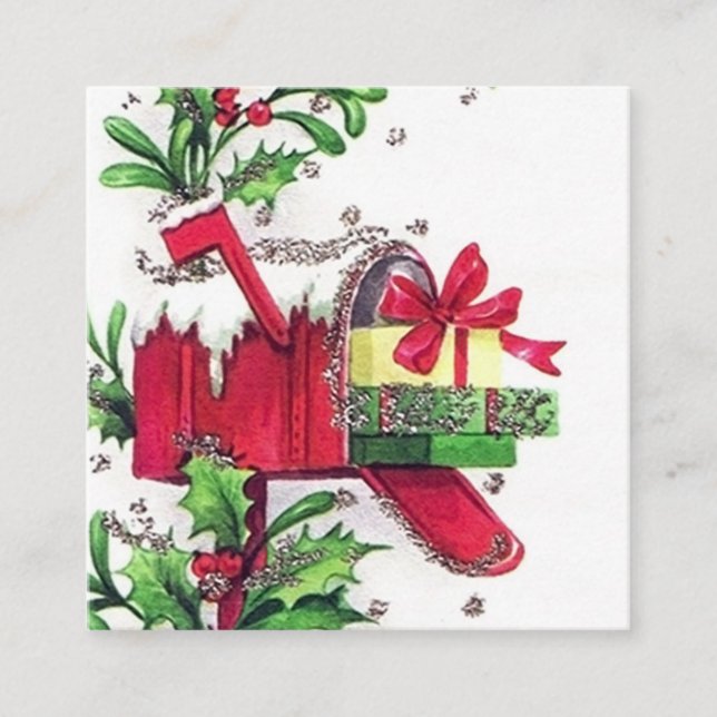 Retro vintage Christmas add message business card (Front)