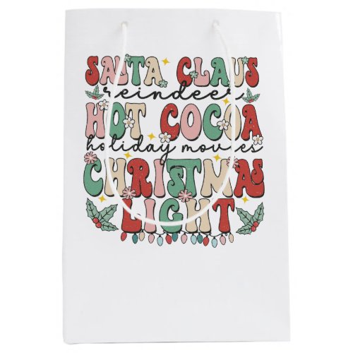 Retro Vintage Christmas and Hot Coco Medium Gift Bag