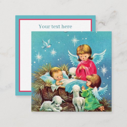 retro vintage Christmas Angel add text  Note Card