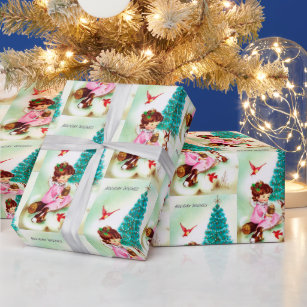 Kitschy Wrap Christmas Wrap Christmas Tree Hair Specialty Art Wrapping Paper One of a Kind Christmas Wrapping Vintage Christmas