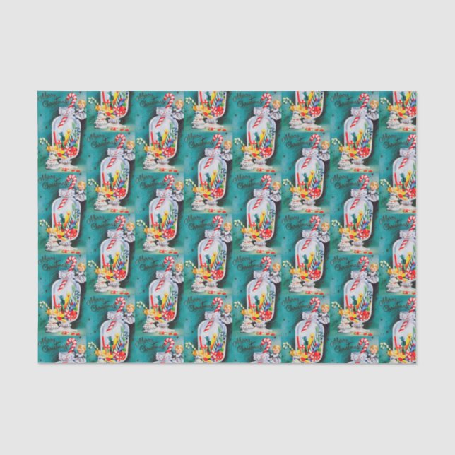 Retro vintage Christmas Angels party Tissue Paper (Front)