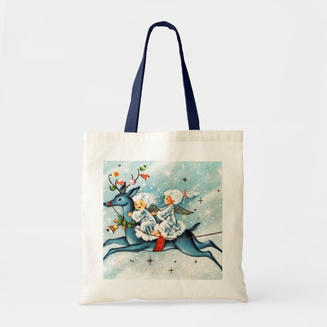 retro vintage Christmas Angels  Tote Bag (Front)