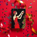 Retro vintage Christmas art deco lady Holiday Card<br><div class="desc">design by www.etsy.com/Shop/VanityFlairDesign</div>