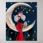 Retro vintage Christmas art deco lady poster<br><div class="desc">design by www.etsy.com/Shop/VanityFlairDesign</div>