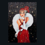 Retro vintage Christmas art deco lady poster<br><div class="desc">design by www.etsy.com/Shop/VanityFlairDesign</div>