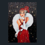 Retro vintage Christmas art deco lady poster<br><div class="desc">design by www.etsy.com/Shop/VanityFlairDesign</div>