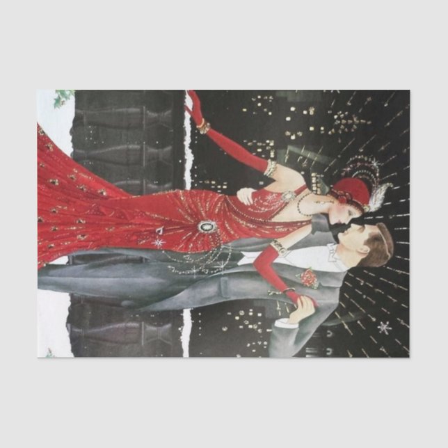 retro vintage Christmas art deco lady  Tissue Paper (Front)