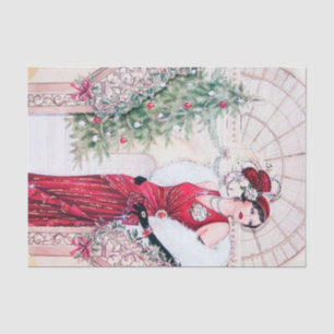 retro vintage Christmas art deco lady Tissue Paper