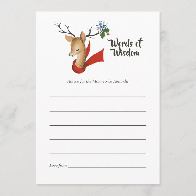 Retro Vintage Christmas Baby Shower Mom Advice (Front)