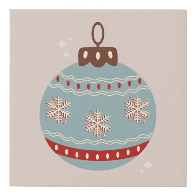 Retro Vintage Christmas Bauble Faux Canvas Print (Front)