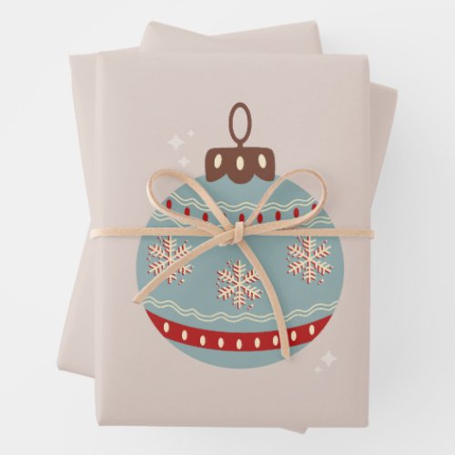 Retro Vintage Christmas Bauble Wrapping Paper Sheets