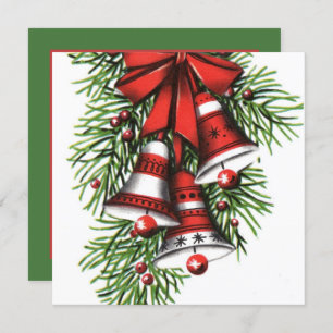 retro vintage Christmas bells add information Invitation