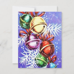 Retro Vintage Christmas bells add message card