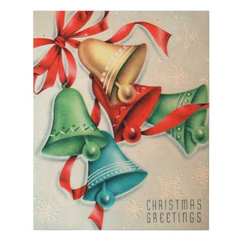 Retro vintage Christmas bells Faux Canvas Print