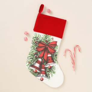 retro vintage Christmas bells Holiday Christmas Stocking