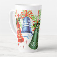Retro vintage Christmas bells Holiday Latte Mug