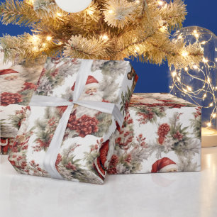 Retro Vintage Christmas Boho Country Watercolor Wrapping Paper