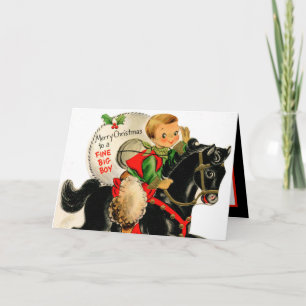 retro vintage Christmas boy add sentiment Card