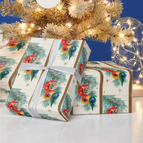 Retro Vintage Christmas bulb pattern party wrap Wrapping Paper