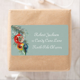 retro vintage Christmas bulbs Holiday label